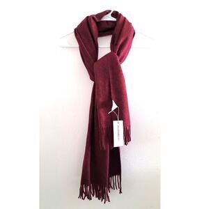 Liz Claiborne Burgundy Heather Fringed Scarf Shawl NEW